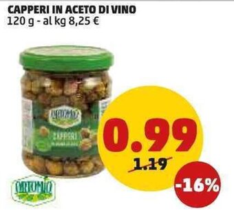 PENNY CAPPERI IN ACETO DI VINO 120 g offerta