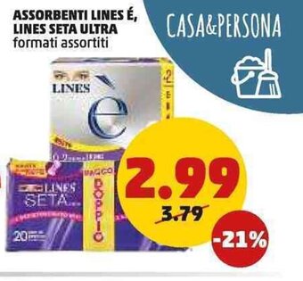 PENNY ASSORBENTI LINES É, LINES SETA ULTRA formati assortiti offerta
