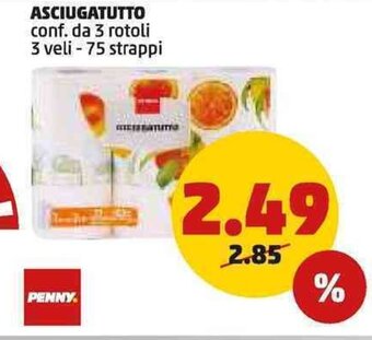 PENNY ASCIUGATUTTO conf. da 3 rotoli 3 veli - 75 strappi offerta