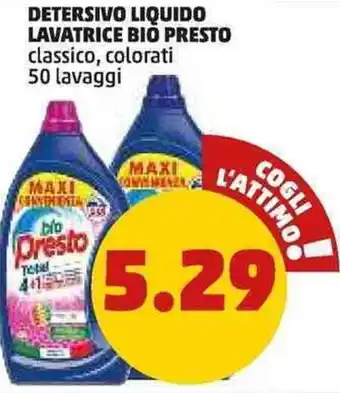 PENNY DETERSIVO LIQUIDO LAVATRICE BIO PRESTO classico, colorati 50 lavaggi offerta