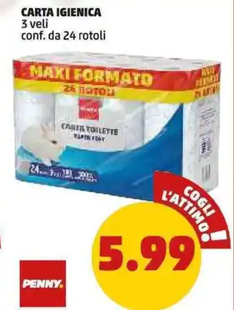 PENNY CARTA IGIENICA 3 veli conf. da 24 rotoli offerta