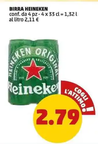 PENNY BIRRA HEINEKEN conf. da 4 pz - 4x 33 cl offerta