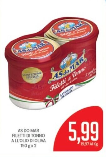 Supermercati Piccolo AS DO MAR FILETTI DI TONNO ALL'OLIO DI OLIVA 150 g x 2 offerta