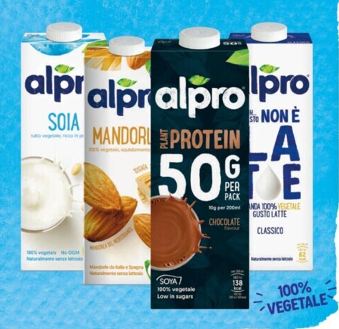 ALPRO BEVANDA VEGETALE SOIA/MANDORLA/ PLANT PROTEIN/ QUESTO NON E LATTE