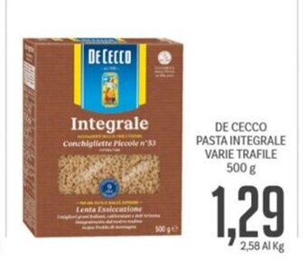 Supermercati Piccolo DE CECCO PASTA INTEGRALE VARIE TRAFILE 500 g offerta