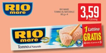 Supermercati Piccolo RIO MARE TONNO AL NATURALE 80 gx4 offerta