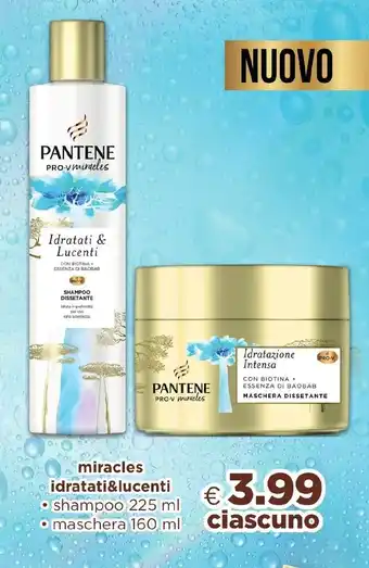 Acqua & Sapone PANTENE miracles idratati&lucenti shampoo 225 ml - maschera 160 ml offerta