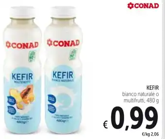 Spazio Conad KEFIR bianco naturale o multifrutti, 480 g offerta