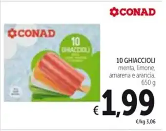 Spazio Conad 10 GHIACCIOLI menta, limone, amarena e arancia, 650 g offerta