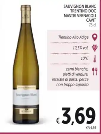 SAUVIGNON BLANC TRENTINO DOC MASTRI VERNACOLI CAVIT 75 cl