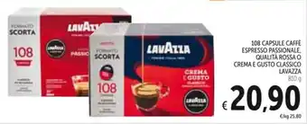 Spazio Conad 108 CAPSULE CAFFÈ ESPRESSO PASSIONALE, QUALITÀ ROSSA O CREMA E GUSTO CLASSICO LAVAZZA 810 g offerta