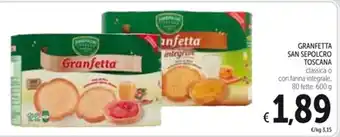 Spazio Conad GRANFETTA SAN SEPOLCRO TOSCANA classica o con farina integrale. 80 fette, 600 g offerta