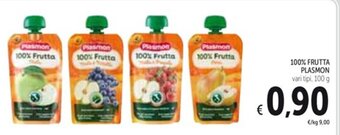 Spazio Conad 100% FRUTTA PLASMON vari tipi, 100 g offerta