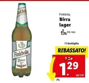 Lidl Finkbrau birra lager offerta