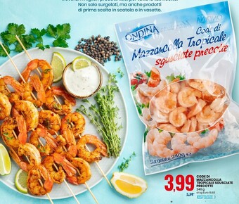 Eurospin Ondina code di mazzancolla tropicale sgusciate precotte offerta