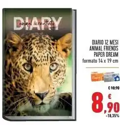 Conad Superstore Diario 12 mesi animal friends paper dream offerta