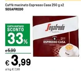 Iper La Grande Segafredo caffe macinato espresso casa offerta