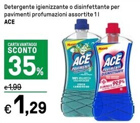 Iper La Grande Ace detergente igienizzante o disinfettante per pavimenti profumazioni assortite offerta