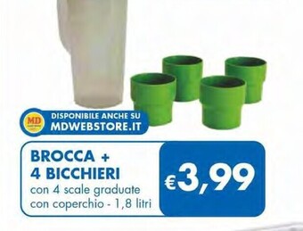 MD Discount Brocca + 4 bicchieri offerta