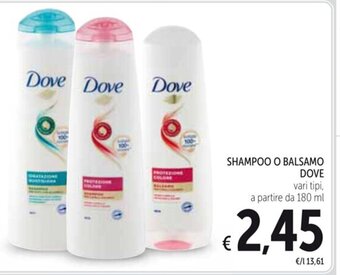 Spazio Conad SHAMPOO O BALSAMO DOVE vari tipi, a partire da 180 ml offerta