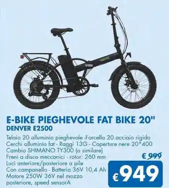 Denver e-bike pieghevole fat bike 20 e2500