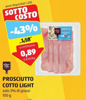 ALDI PROSCIUTTO COTTO LIGHT solo 3% di grassi 100 g offerta