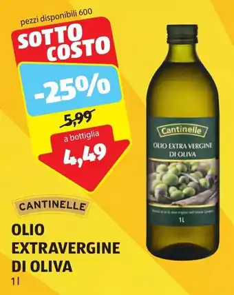 ALDI CANTINELLE OLIO EXTRAVERGINE DI OLIVA 1L offerta