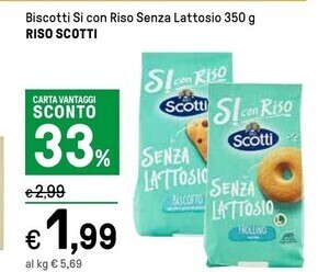 Iper La Grande Riso scotti biscotti si con riso senza lattosio offerta