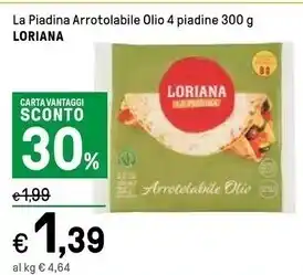 Iper La Grande Loriana la piadina arrotolabile olio 4 piadine offerta