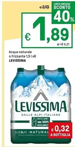 Iper La Grande Levissima acqua naturale o frizzante offerta
