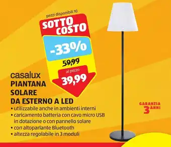 ALDI casalux PIANTANA SOLARE DA ESTERNO A LED offerta
