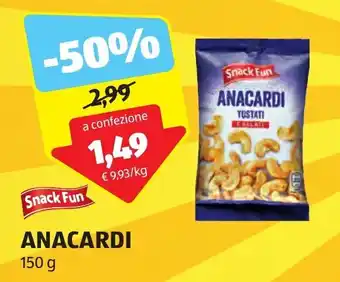 ALDI Snack Fun ANACARDI 150 g offerta