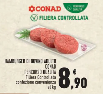 Conad City HAMBURGER DI BOVINO ADULTO CONAD PERCORSO QUALITÀ Filiera Controllata confezione convenienza al kg offerta