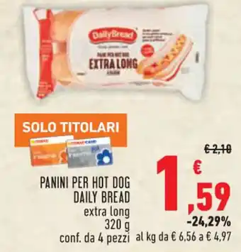 PANINI PER HOT DOG DAILY BREAD extra long 320 g conf. da 4 pezzi