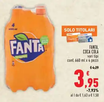 Conad City FANTA, COCA COLA vari tipi conf. 660 ml x 4 pezzi offerta