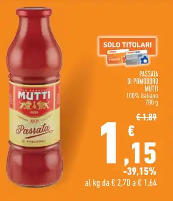 Conad City PASSATA DI POMODORO MUTTI 100% italiano 700g offerta