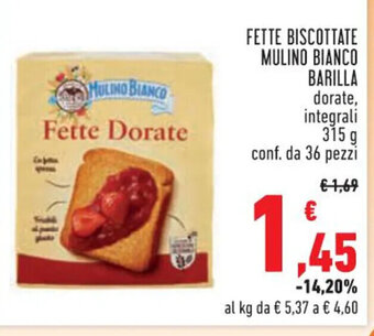 Conad City FETTE BISCOTTATE MULINO BIANCO BARILLA dorate, integrali 315 g conf. da 36 pezzi offerta