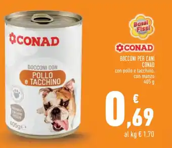 Conad City BOCCONI PER CANI CONAD con pollo e tacchino, con manzo 405 g offerta