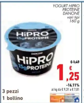 Conad City YOGURT HIPRO PROTEINE DANONE vari tipi 160 g offerta