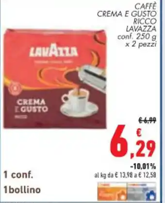 CAFFÈ CREMA E GUSTO RICCO LAVAZZA conf. 250 g x 2 pezzi