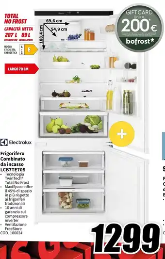 MediaWorld Electrolux FRIGORIFERO CONGELATORE da incasso LCB7TE70S offerta