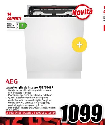 MediaWorld AEG Lavastoviglie da incasso FSE75748P offerta
