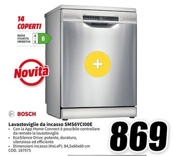 MediaWorld BOSCH Lavastoviglie da incasso SMS6YCI00E offerta