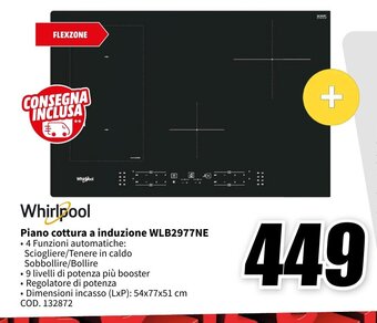 MediaWorld Whirlpool Piano cottura a induzione WLB2977NE offerta