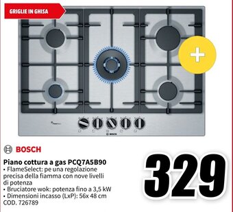 MediaWorld BOSCH Piano cottura a gas PCQ7A5B90 offerta