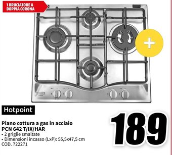 MediaWorld Hotpoint Piano cottura a gas in acciaio PCN 642 T/IX/HAR offerta