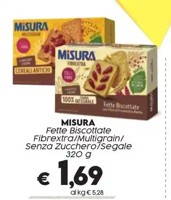Crai MISURA Fette Biscottate Fibrextra/Multigrain/ Senza Zucchero/segale 320 g offerta