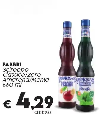 Crai FABBRI Sciroppo Classico/Zero Amarena/Menta 560 ml offerta