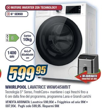 Sinergy WHIRLPOOL LAVATRICE W6W045WBIT offerta