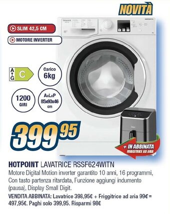 Sinergy HOTPOINT LAVATRICE RSSF624WITN offerta